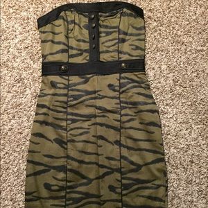 Olive tiger stripe mini dress
